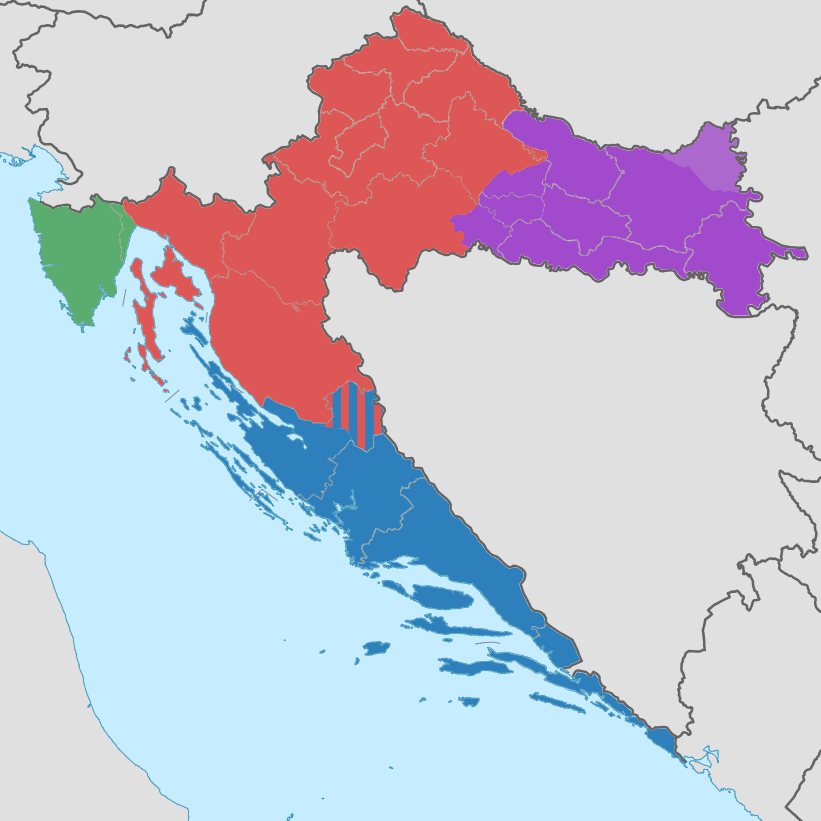 Map of Croatia's historical regions